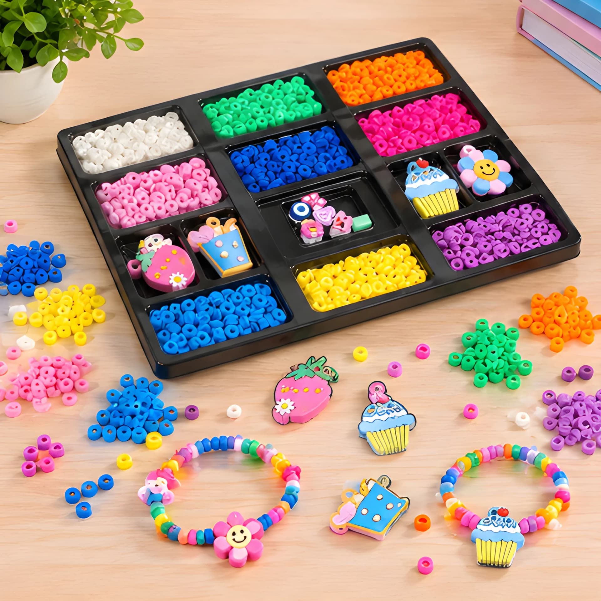 DIY Beads Making Kit for Kids – Colourful Craft Beads & Charms – beads craft set