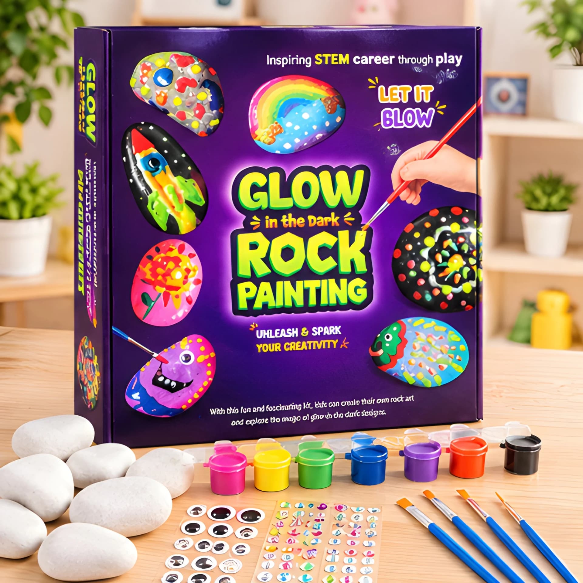 Glow in the Dark Rock Painting Kit – DIY Art & Craft Set for Kids