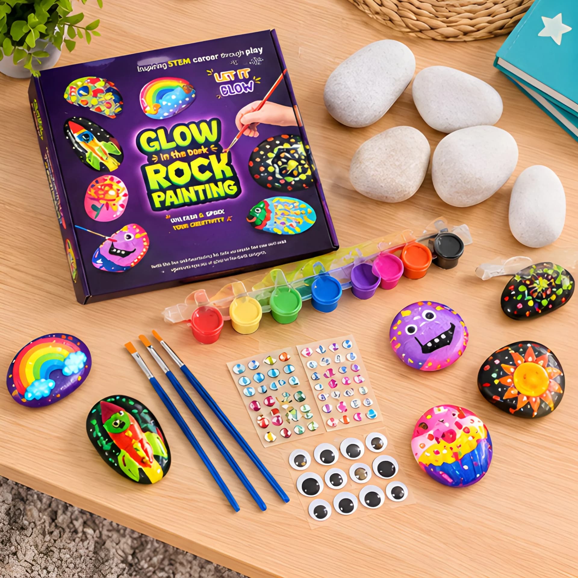 Glow in the Dark Rock Painting Kit – DIY Art & Craft Set for Kids – view 2