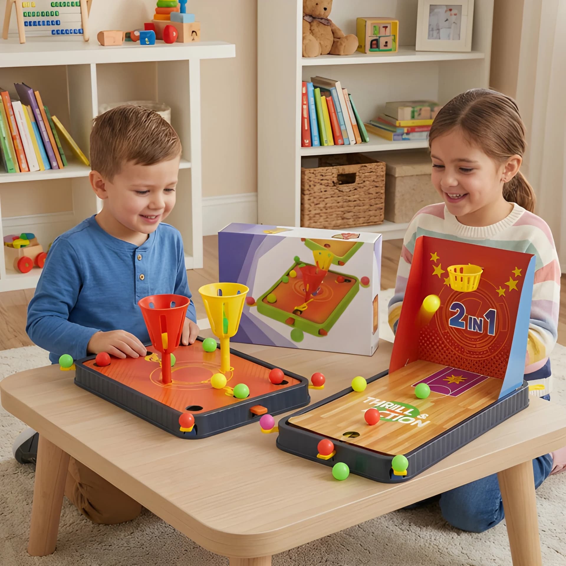 Tabletop Sports Game – 2-in-1 Ball Shooting & Skill Play Toy – kids sports toy
