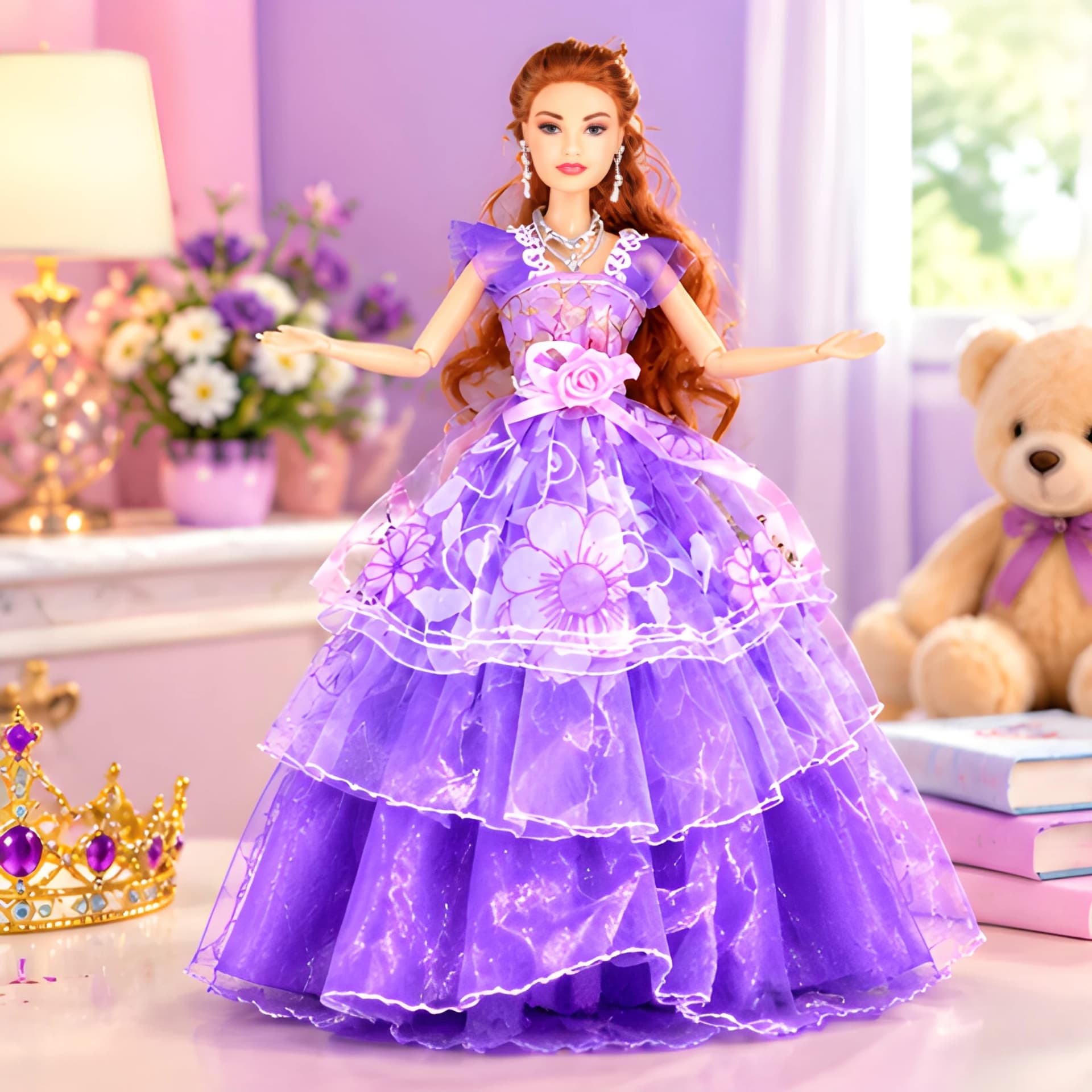 Fashion Doll with Purple Wedding Gown | Princess Beauty Doll Gift Set for Girls