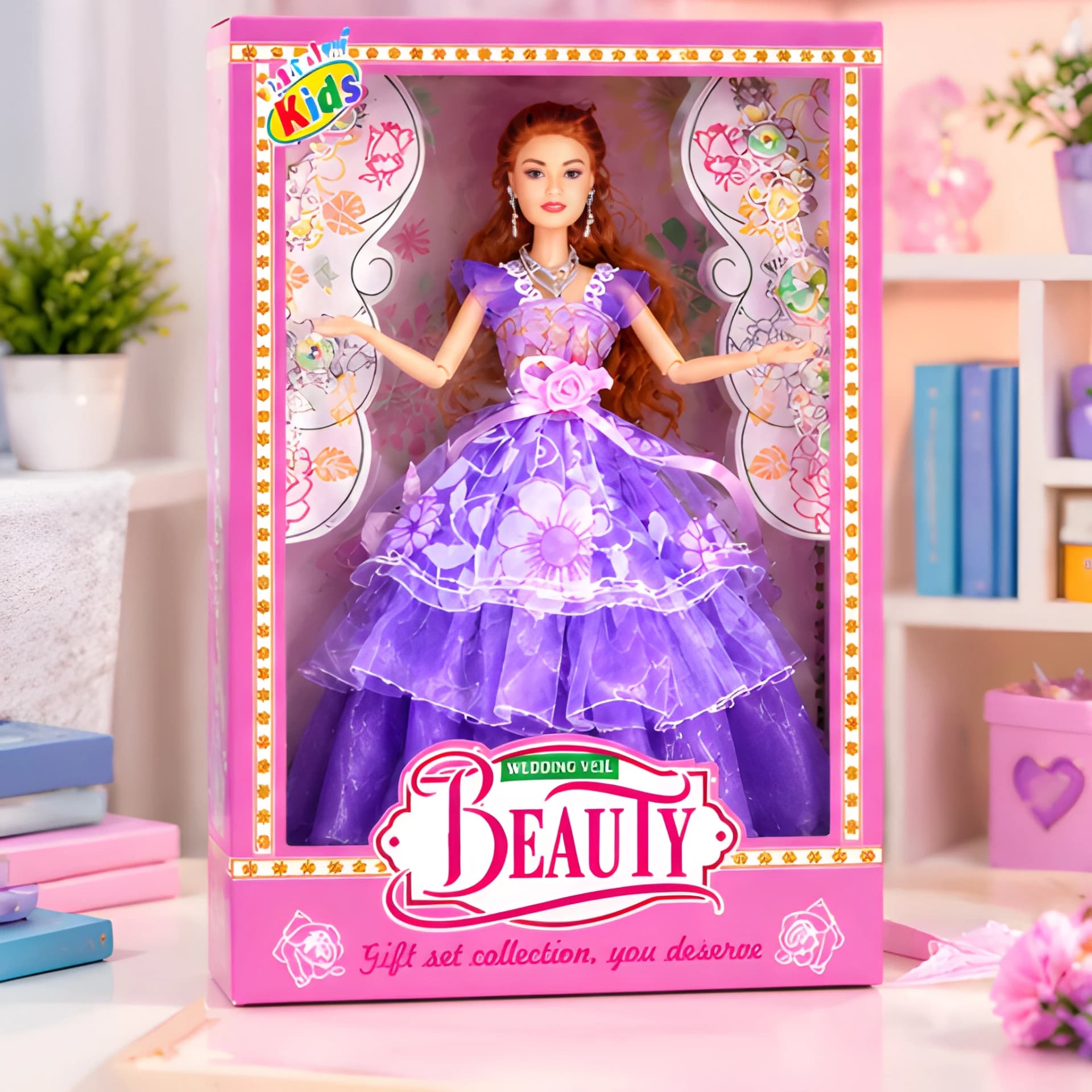Fashion Doll with Purple Wedding Gown | Princess Beauty Doll Gift Set for Girls – wedding dress doll