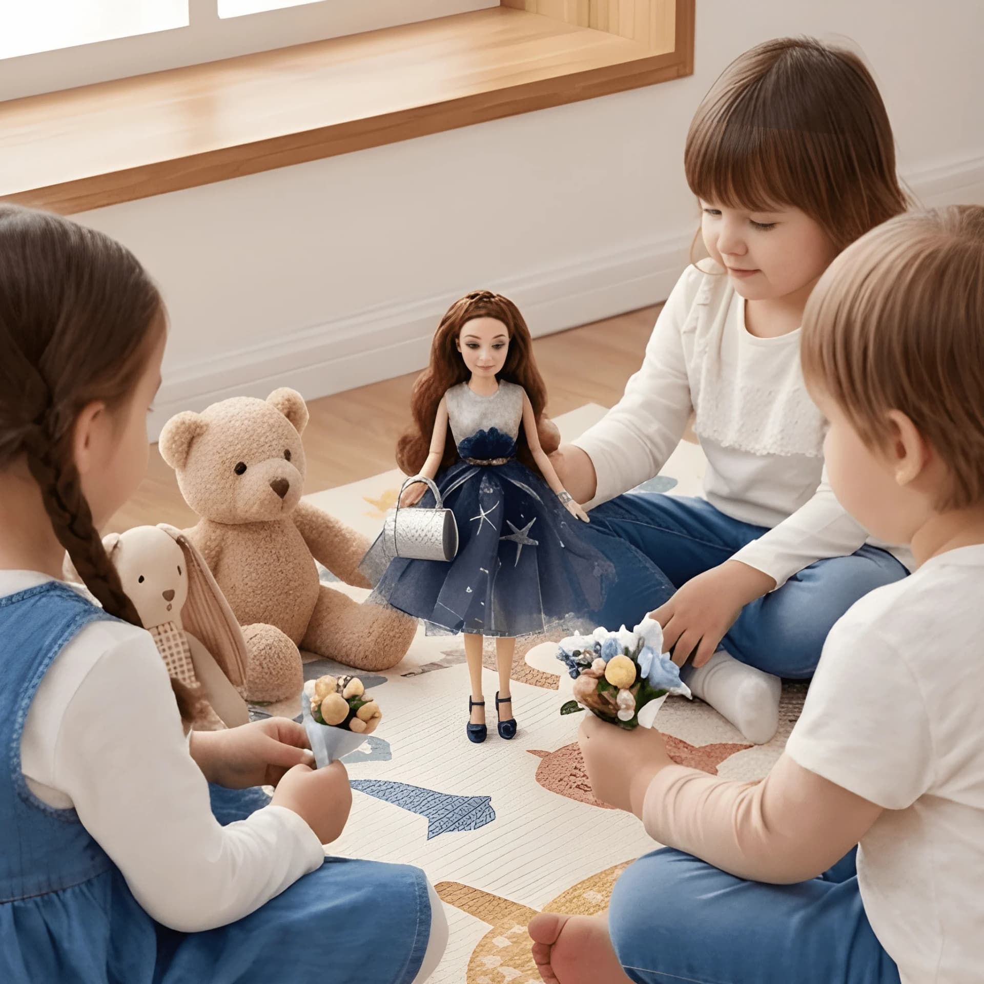 Elegant Girl Fashion Doll – Blue Gown with Handbag & Mirror – view 3