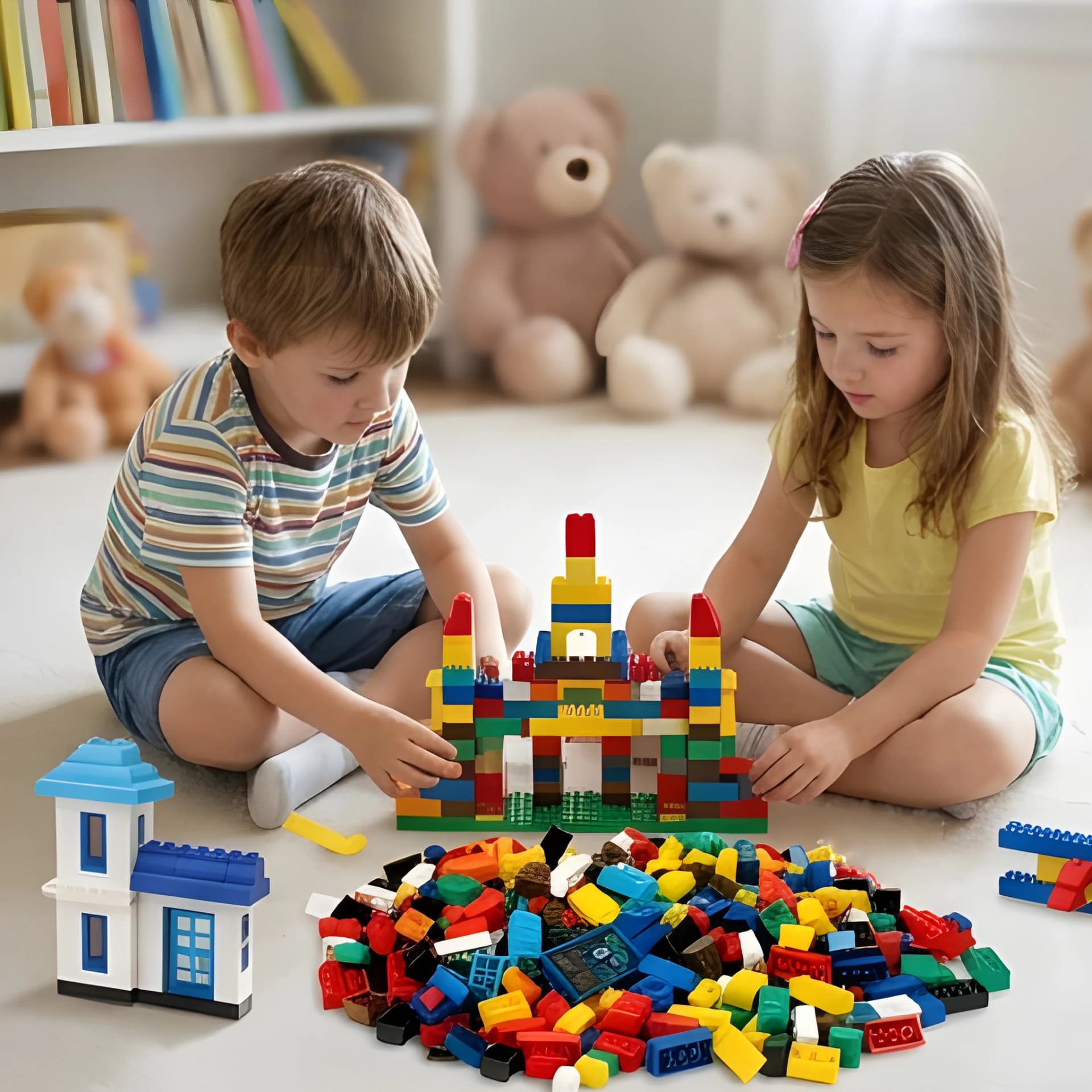 Building Blocks Set for Kids with Idea Book | Colourful Bricks – 500 Pieces – colourful building blocks