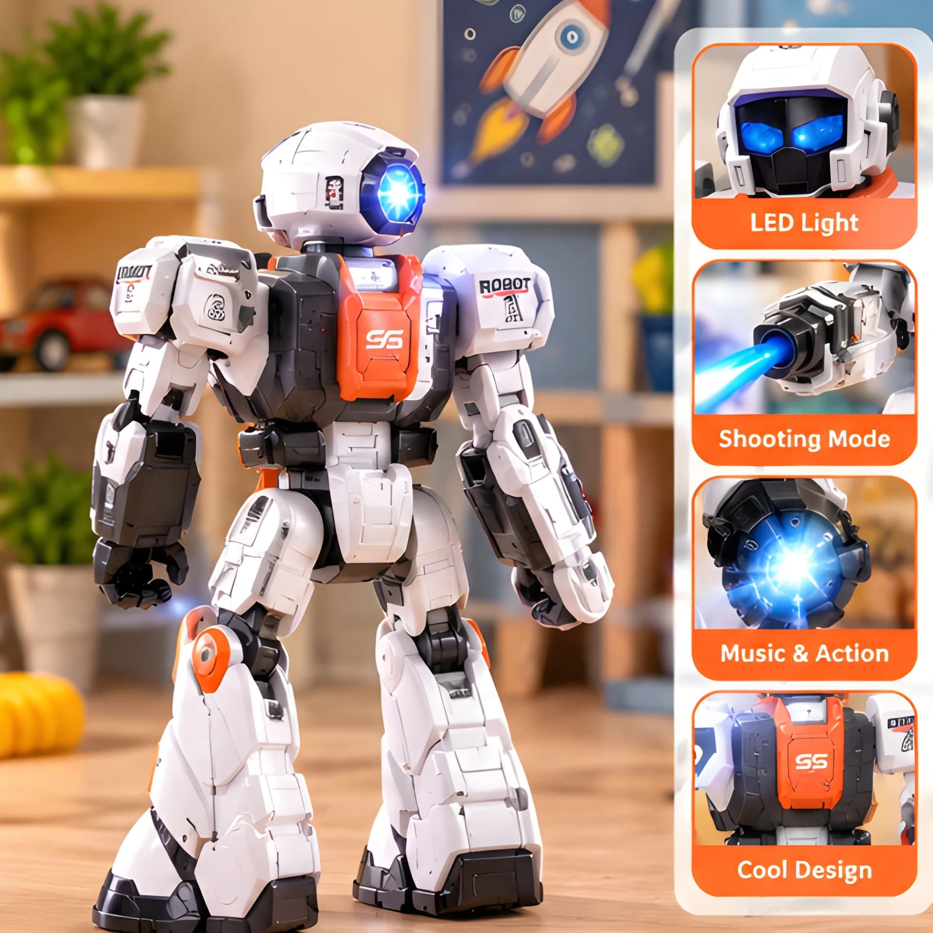 Intelligent Remote Control Robot Toy with Light & Spray – rc robot toy for kids