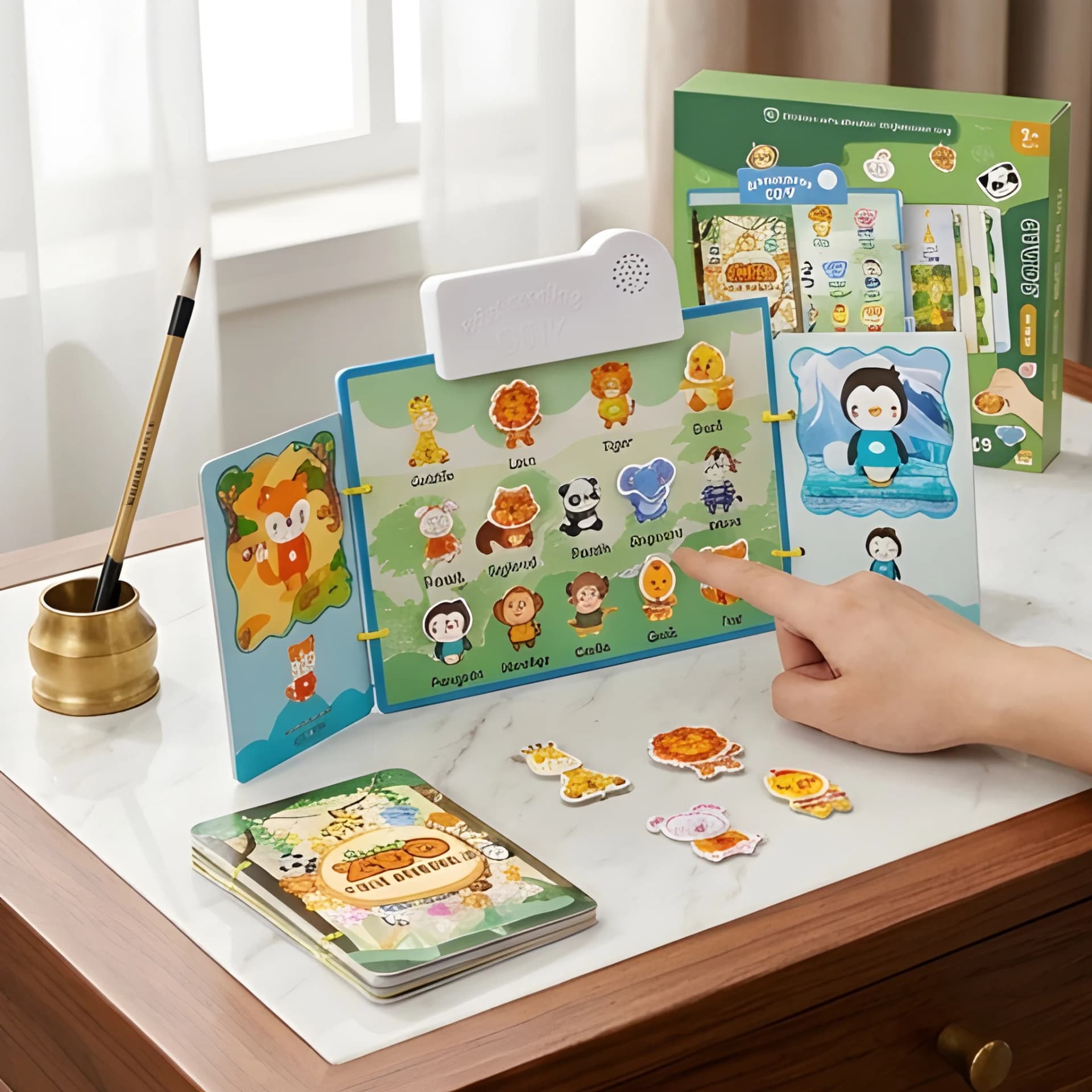 Animal Learning Book Toy for Kids with Sound & Drawing Board