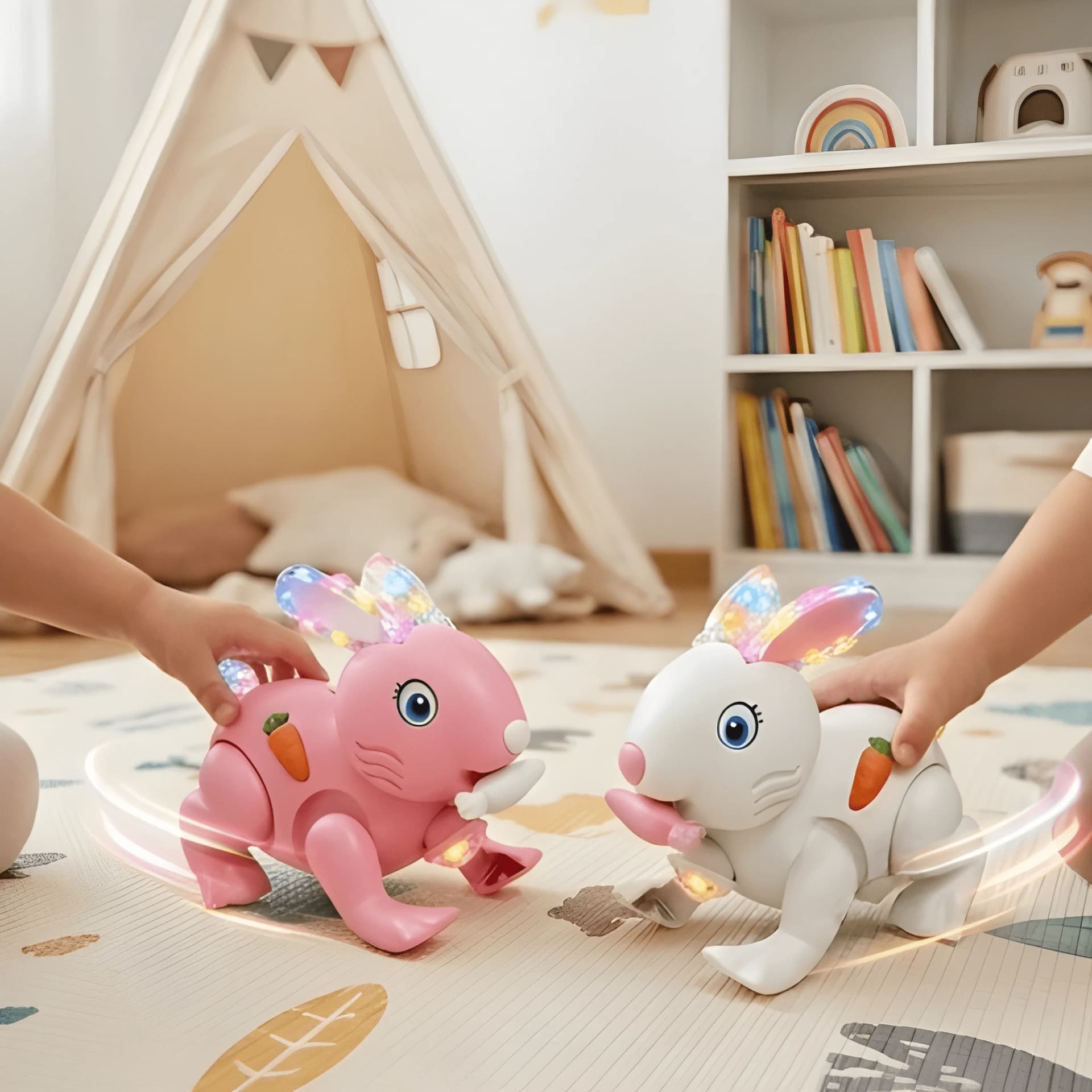Jumping Rabbit Toy for Kids with Music & Glowing Ears – light up rabbit toy