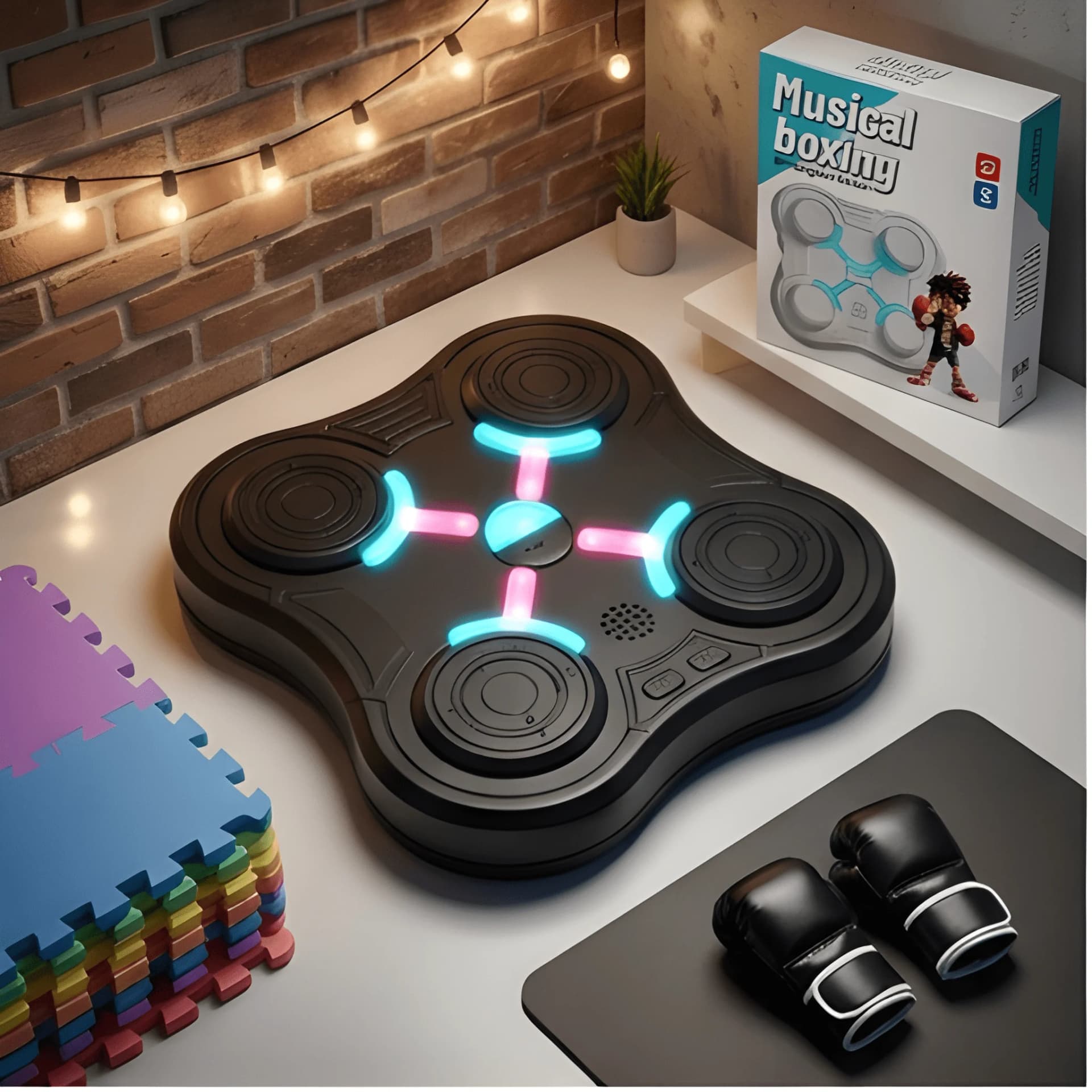 Smart Music Boxing Pad with Gloves – Wall Mounted Punching Target