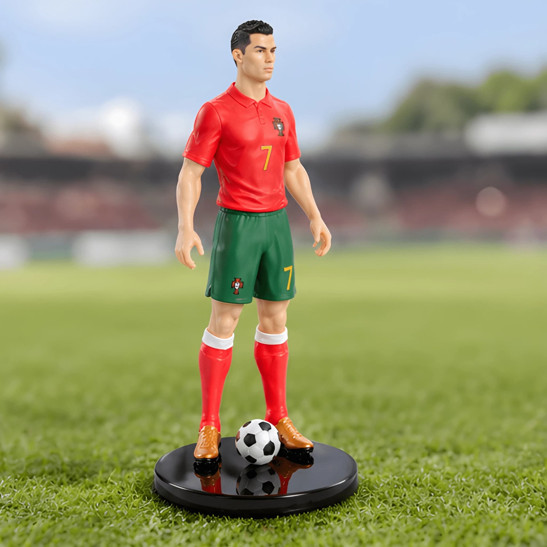 Ronaldo Football Player Action Figure with Ball – soccer star figure