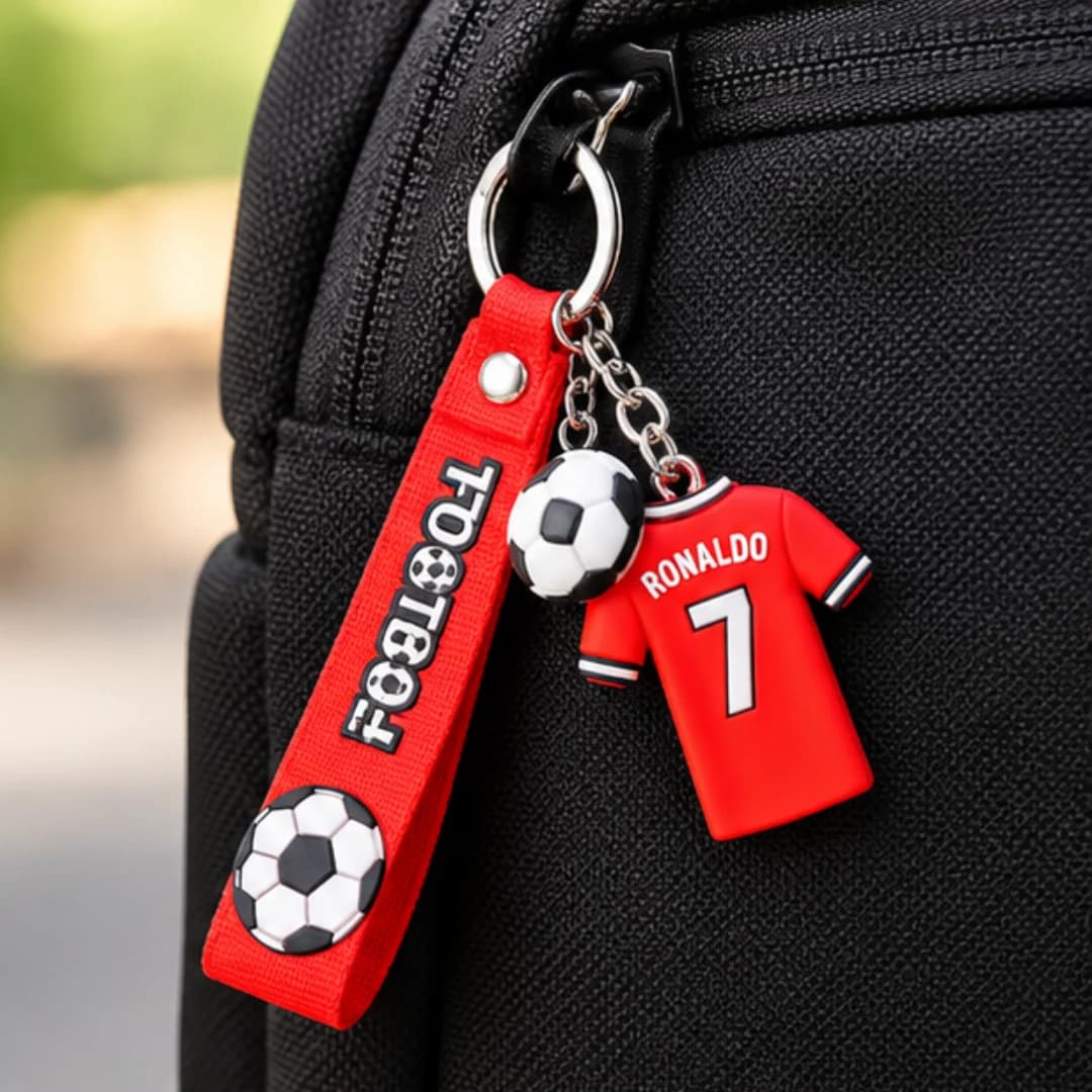 Ronaldo Football 3D Silicone Keychain – 3d football keyring