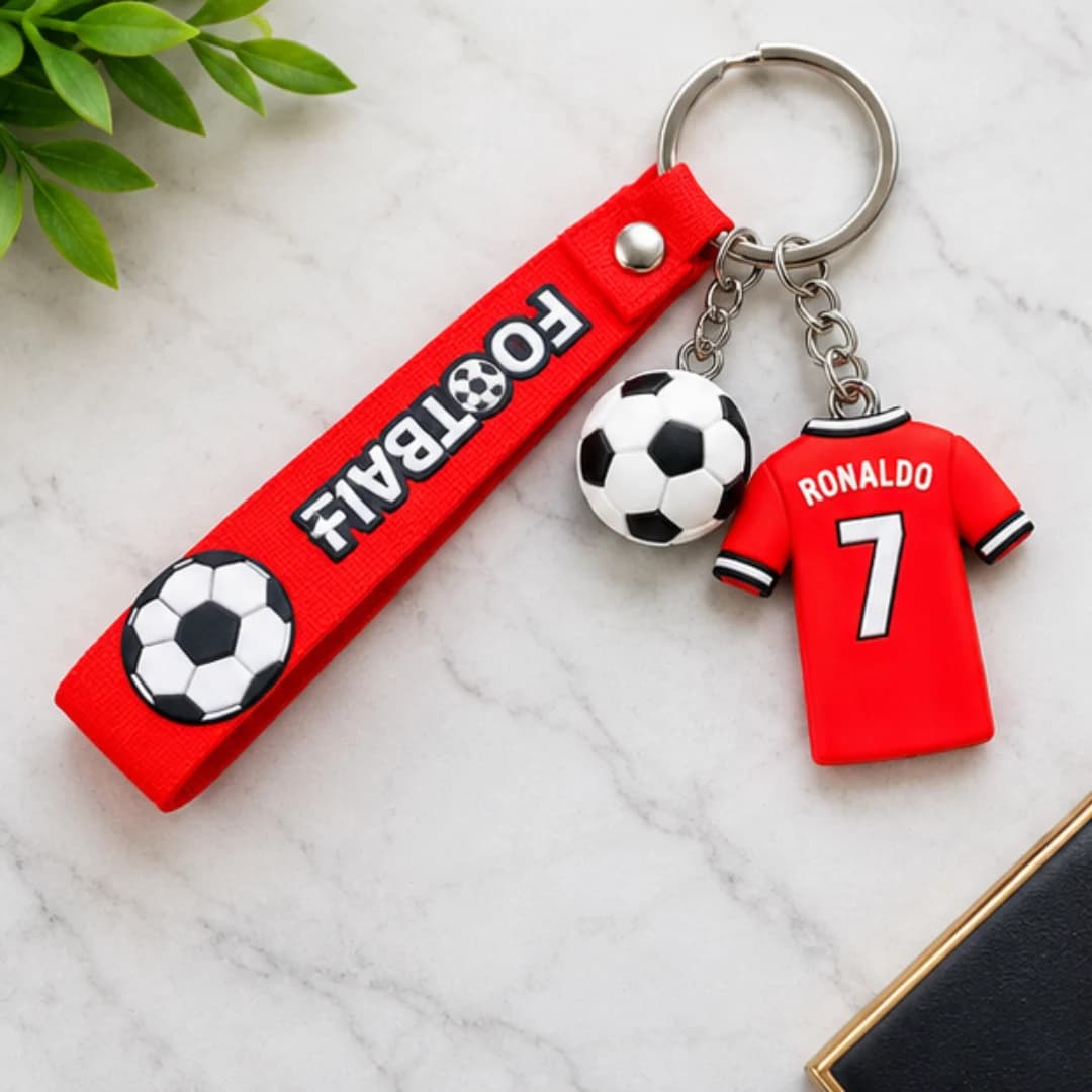 Ronaldo Football 3D Silicone Keychain – football bag accessories