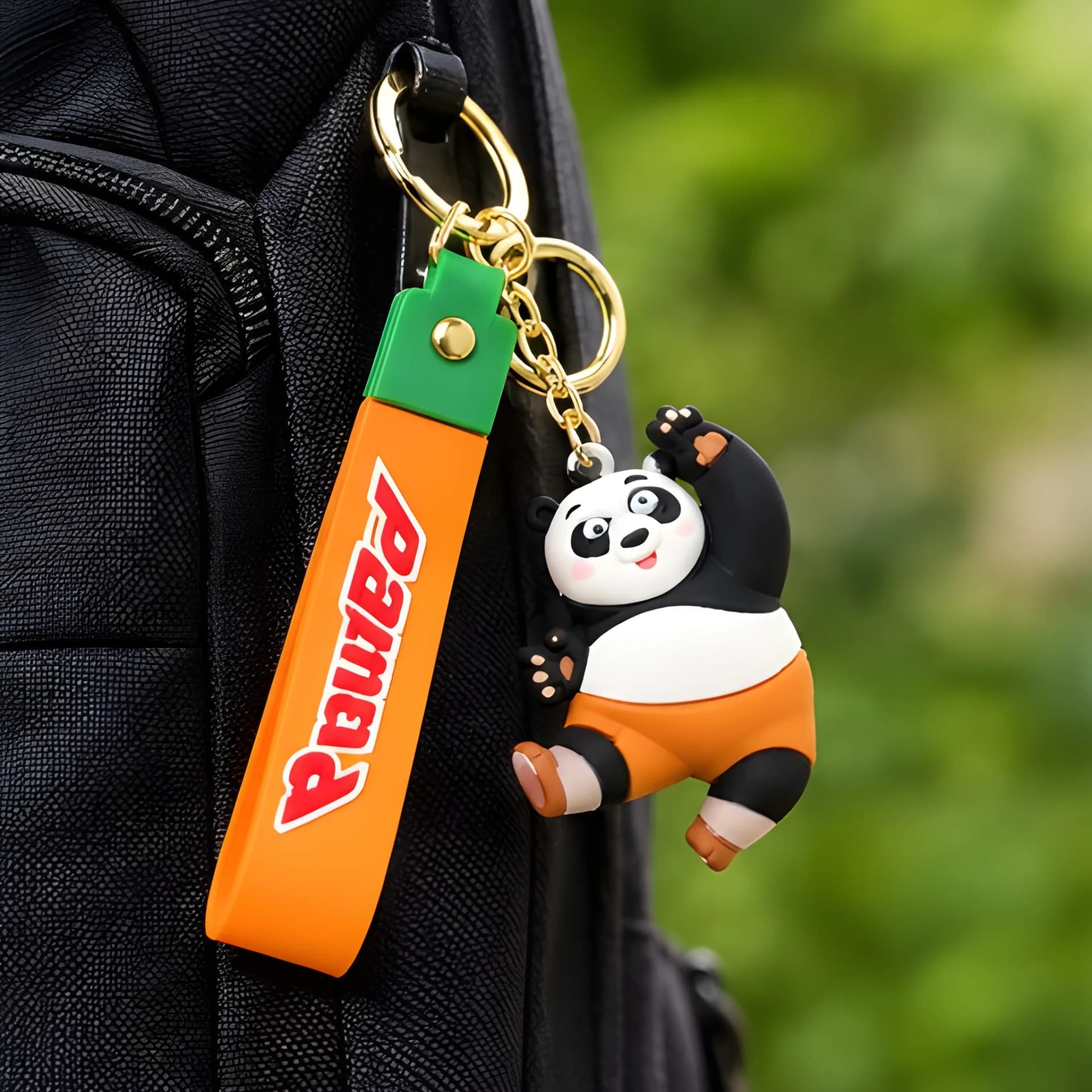 Cartoon Panda 3D Keychain with Strap – animal keychain
