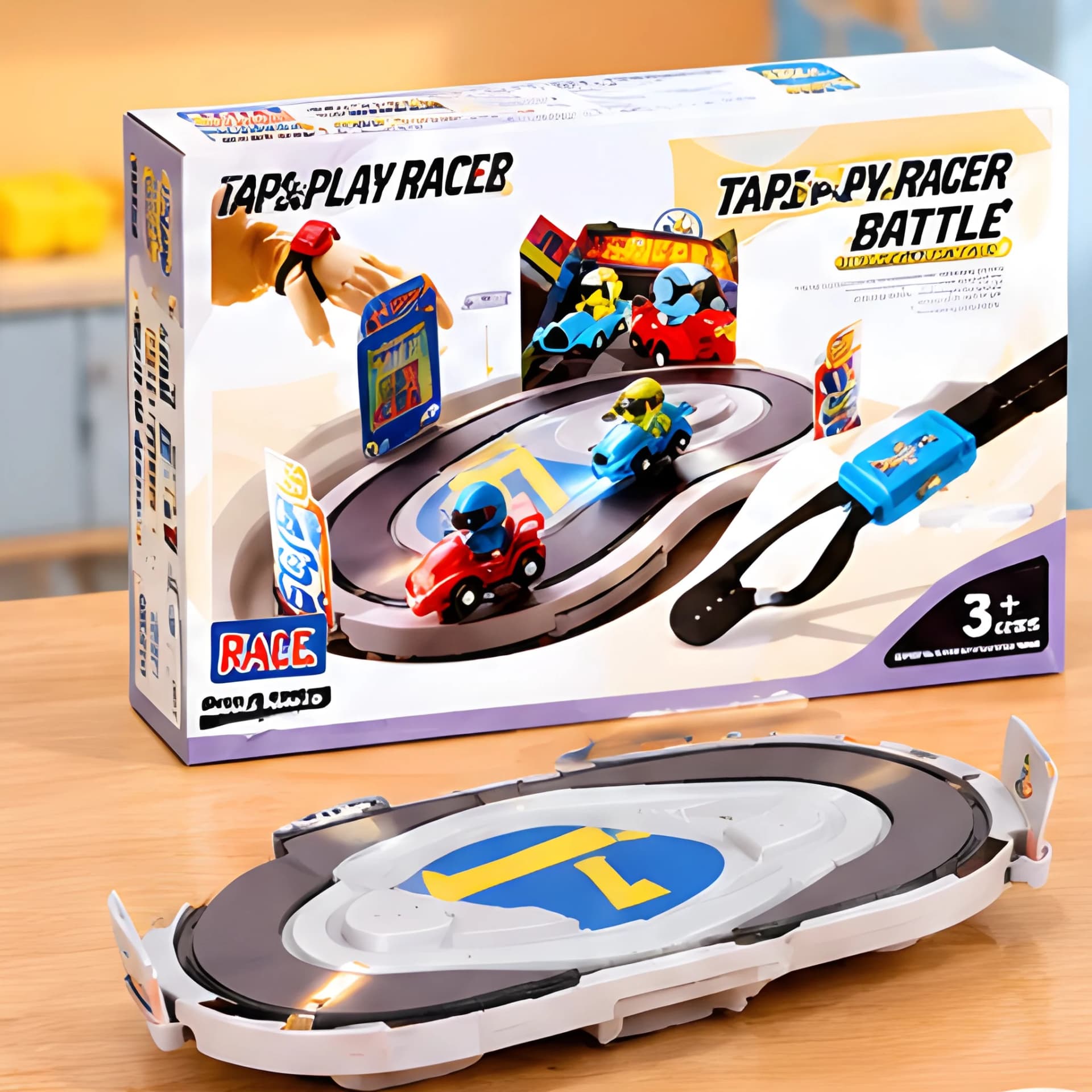 Two-Player Battle Race Car Toy – Wrist Controller Racing Set with Track for Kids – track toy for kids