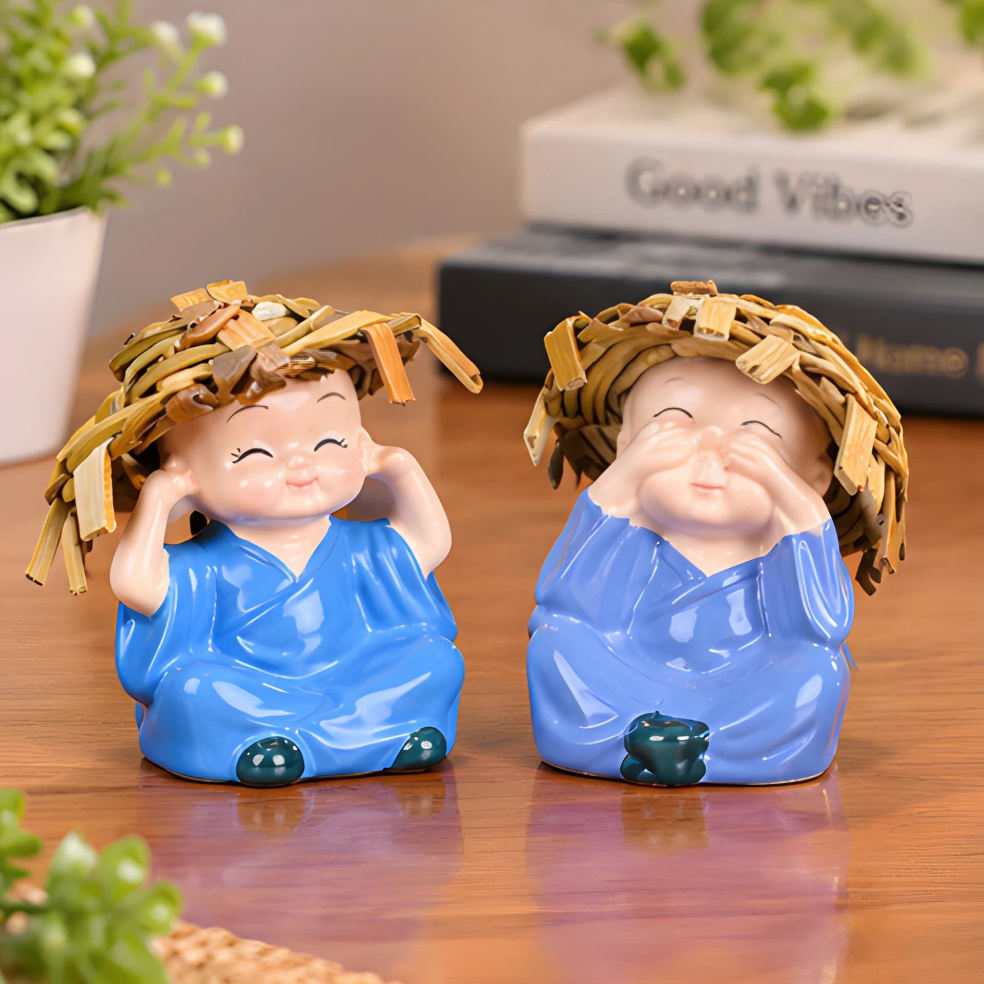 Four Little Monks Mini Buddha Statue – Cute Car Decor Figurines – mini buddha figurines