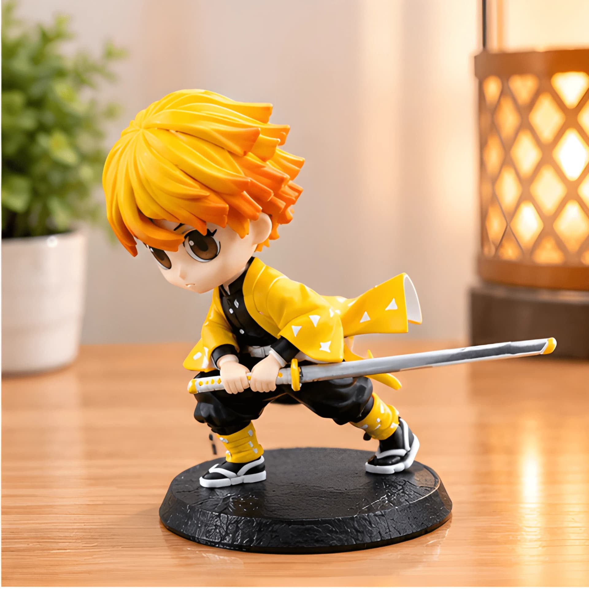 Zenitsu Agatsuma Mini Figure – Demon Slayer Anime Decor – car dashboard figure