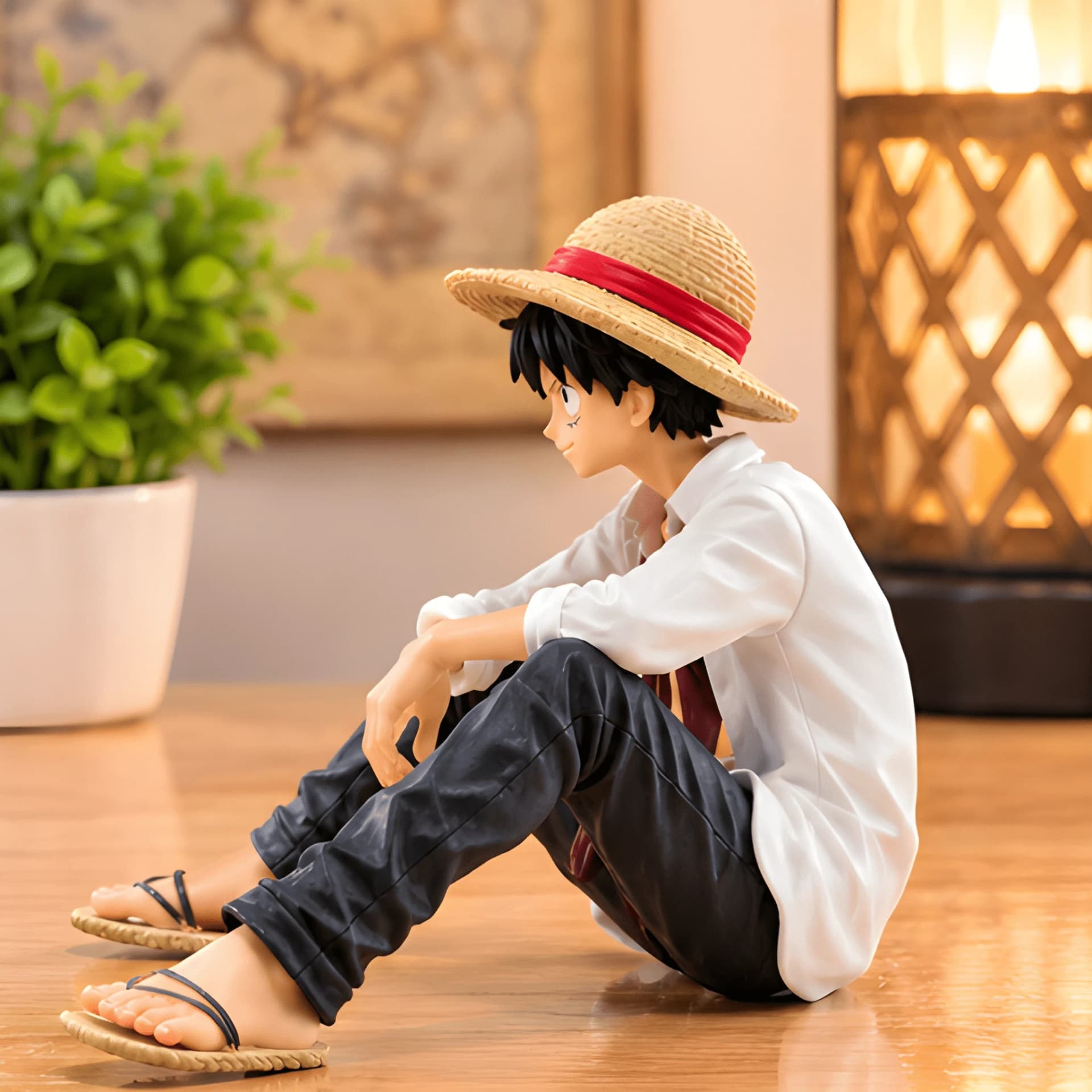 Monkey D. Luffy Sitting Figure – One Piece Anime Collectible – sitting luffy action figure