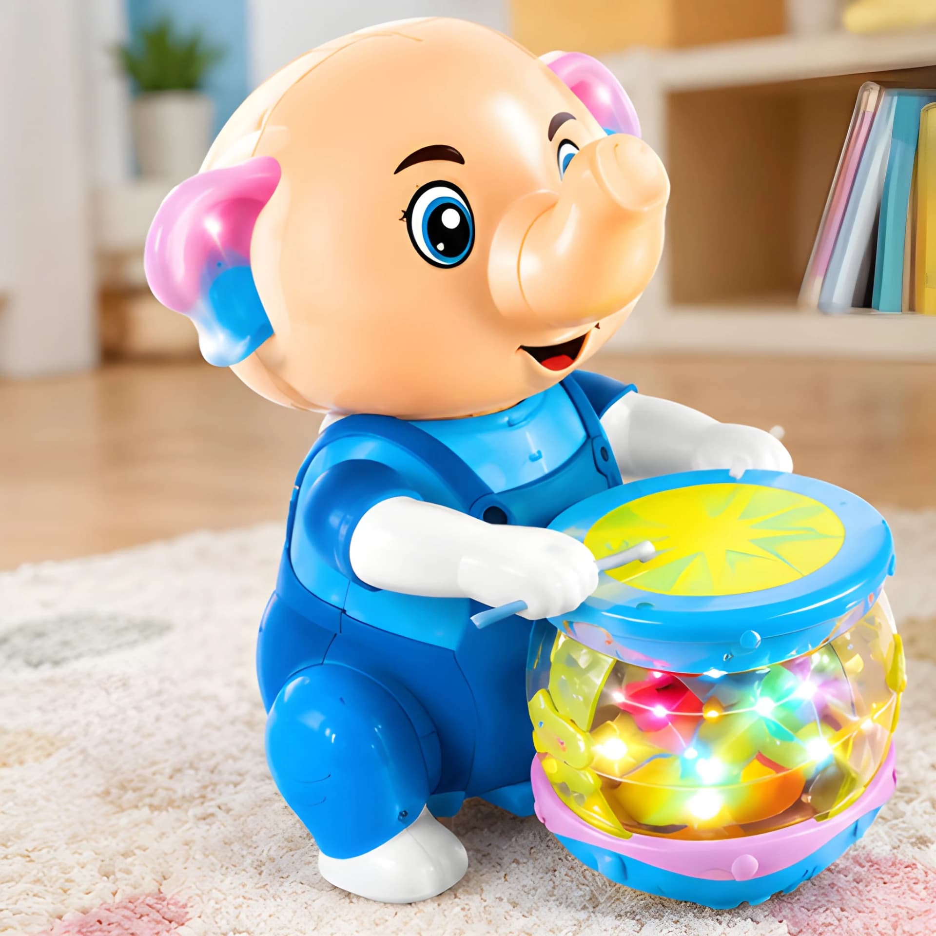 Drumming Elephant Musical Toy – Battery Operated Dancing Elephant with Lights & Music – drumming elephant toy