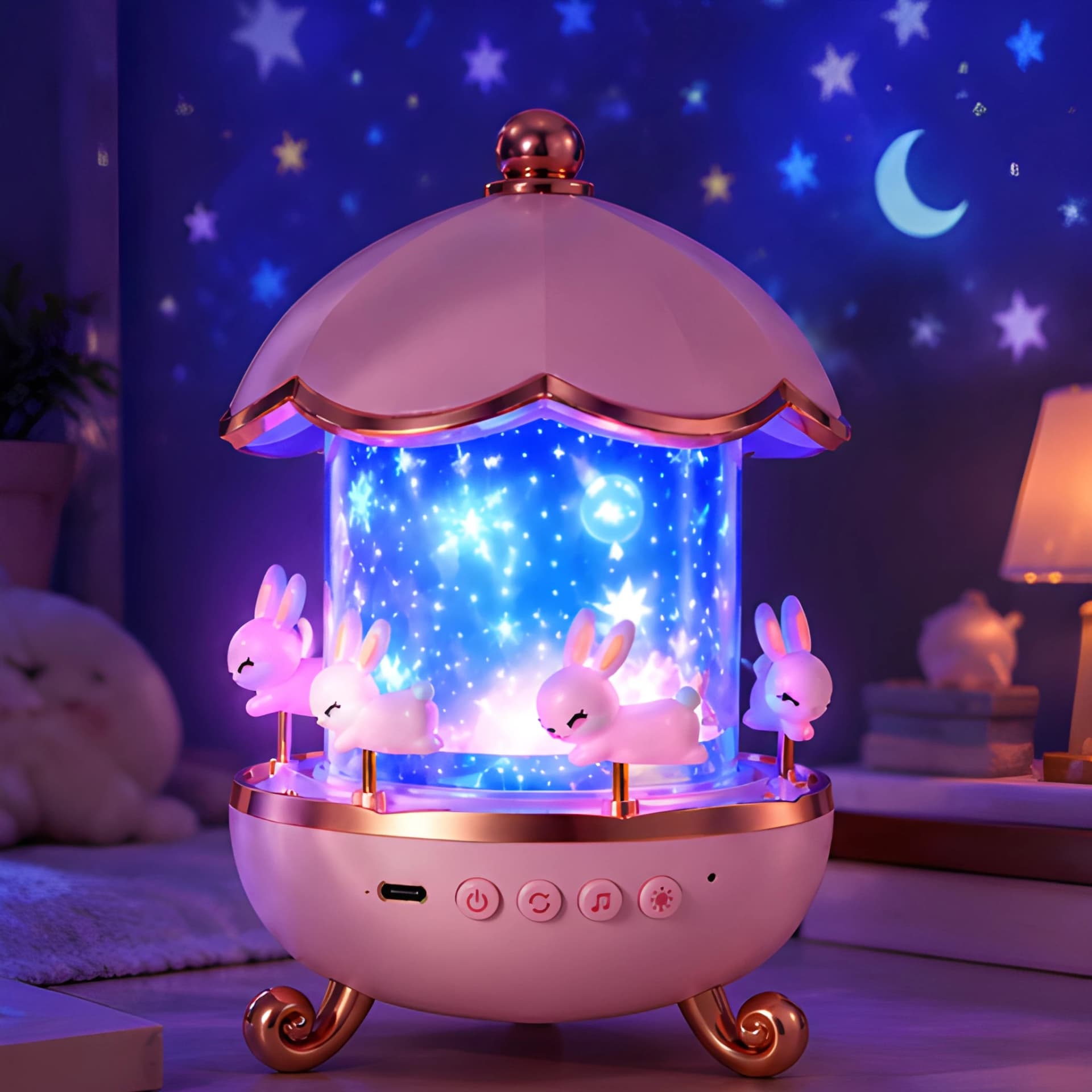 Rotating Carousel Night Lamp for Kids with Music & Colourful Projection – carousel night light