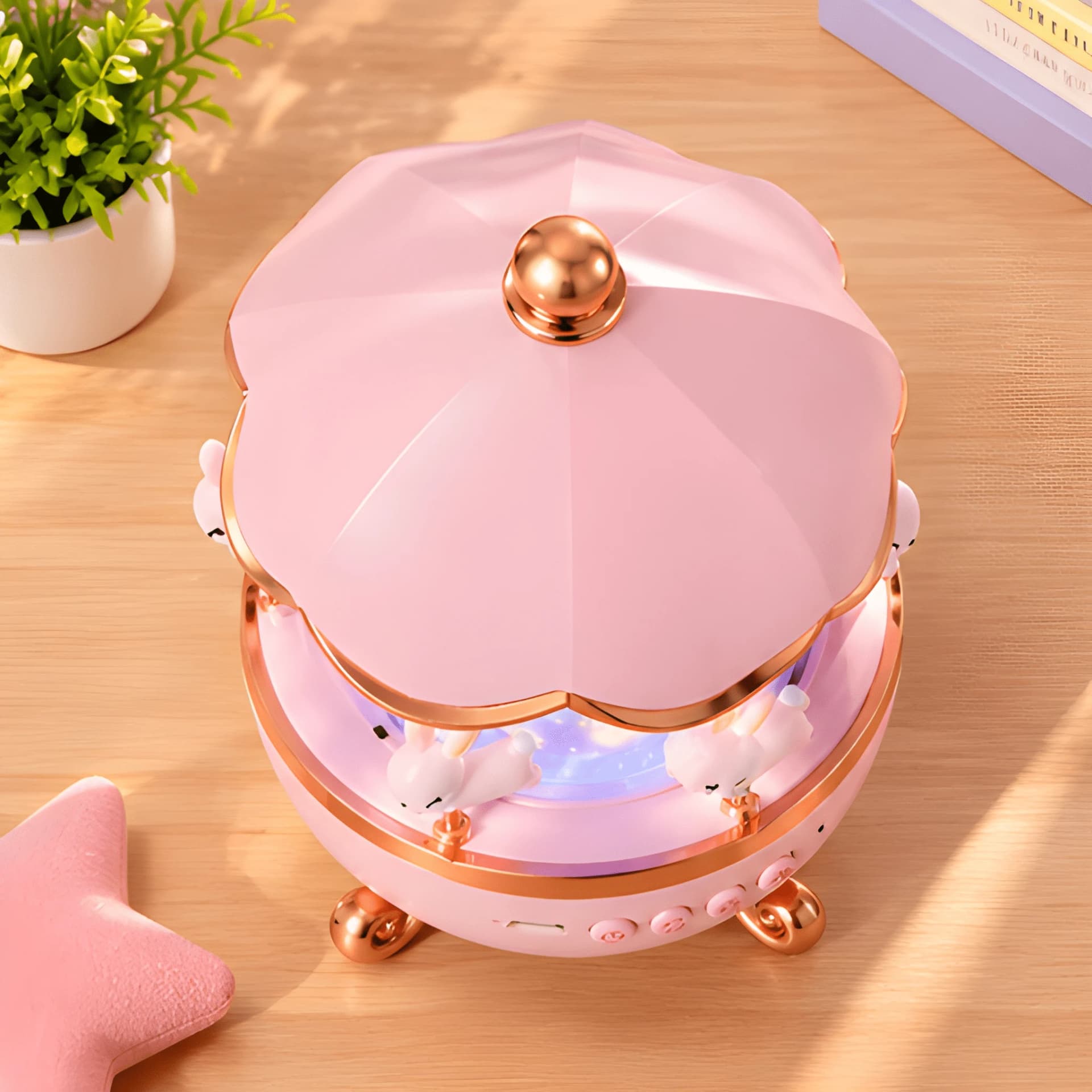 Rotating Carousel Night Lamp for Kids with Music & Colourful Projection – view 3