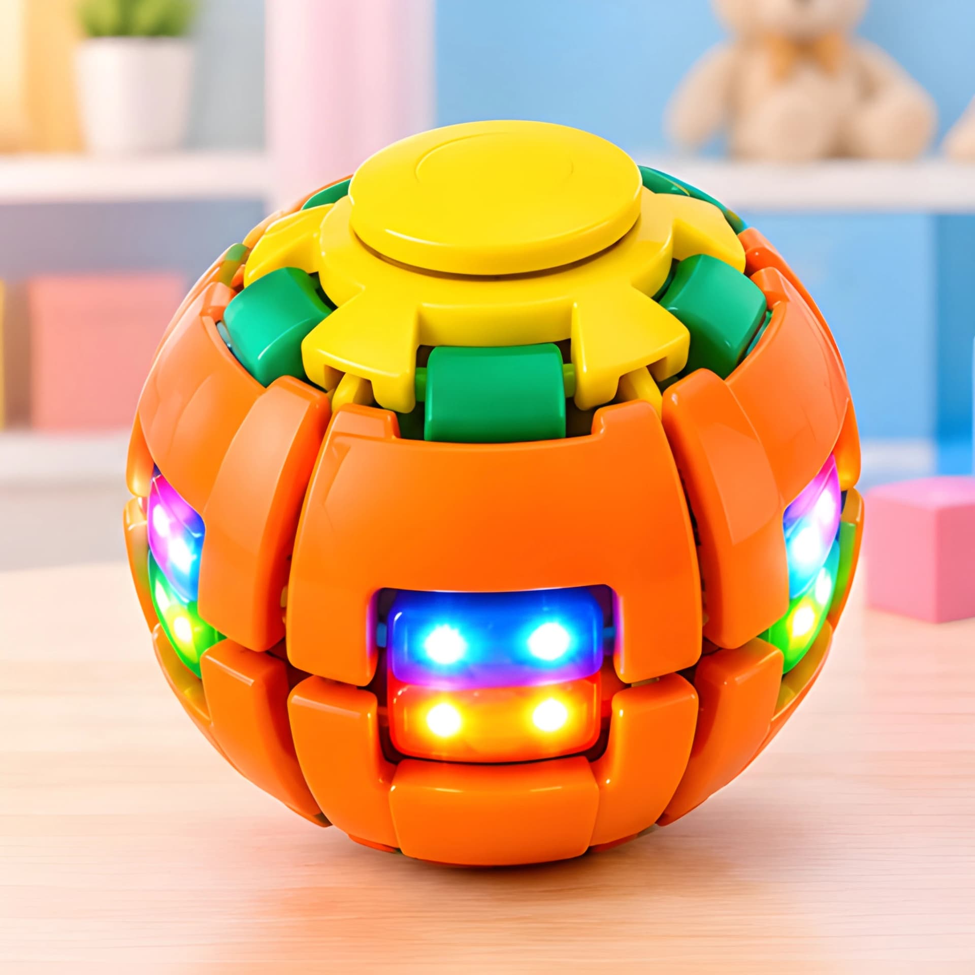 LED Puzzle Spinner Ball Fidget Toy for Kids – Colourful Light Up Magic Ball for Stress Relief & Fun