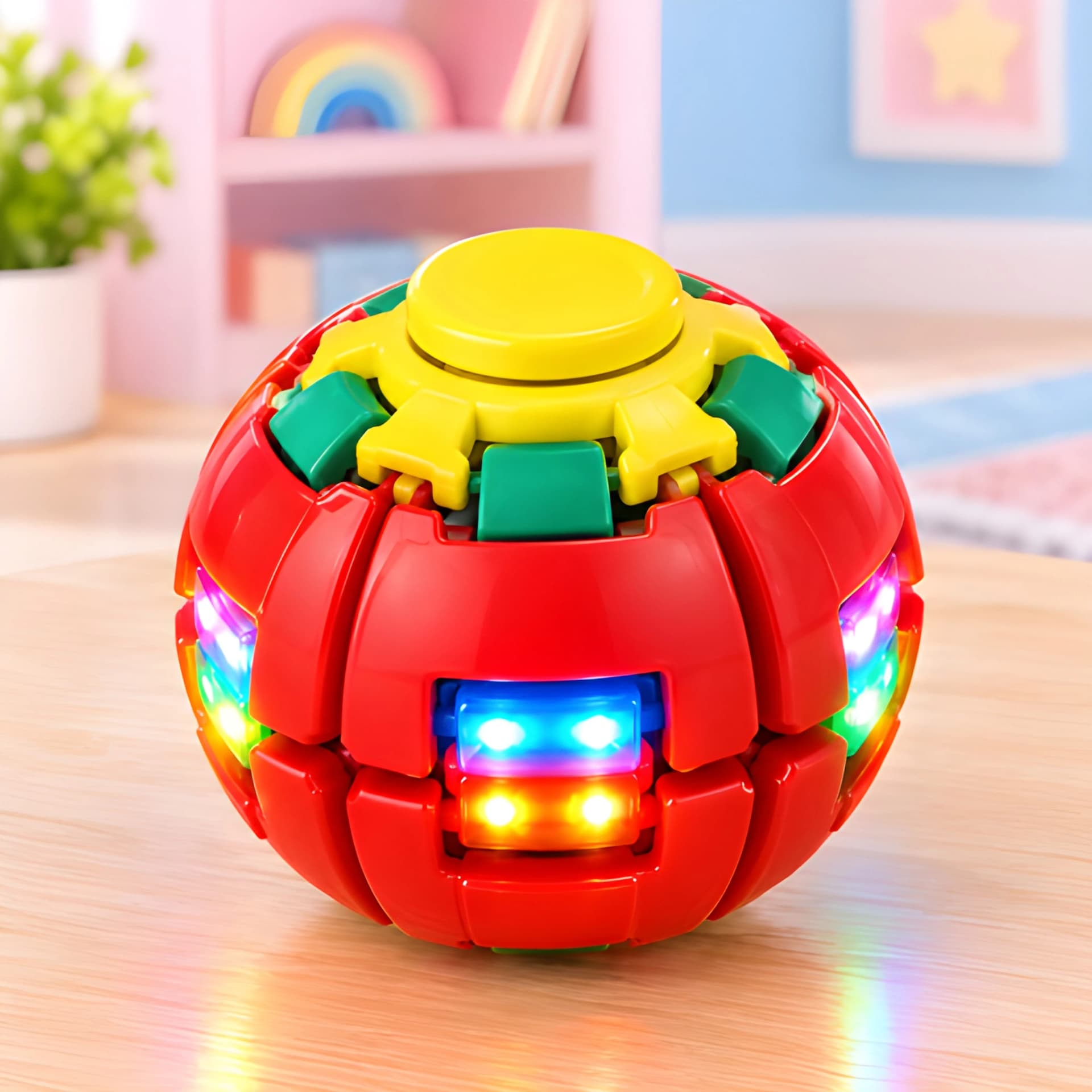 LED Puzzle Spinner Ball Fidget Toy for Kids – Colourful Light Up Magic Ball for Stress Relief & Fun – fidget spinner ball