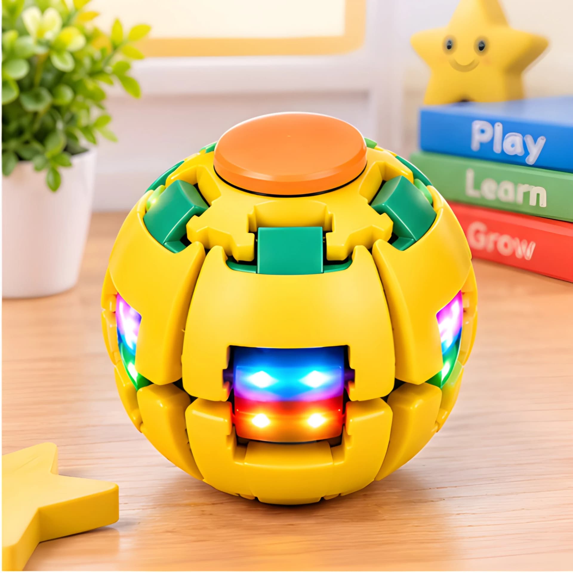 LED Puzzle Spinner Ball Fidget Toy for Kids – Colourful Light Up Magic Ball for Stress Relief & Fun – magic puzzle ball