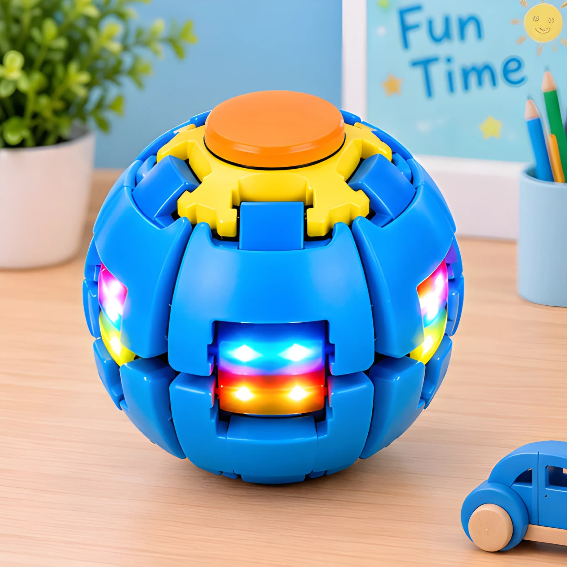 LED Puzzle Spinner Ball Fidget Toy for Kids – Colourful Light Up Magic Ball for Stress Relief & Fun – spinner ball toy