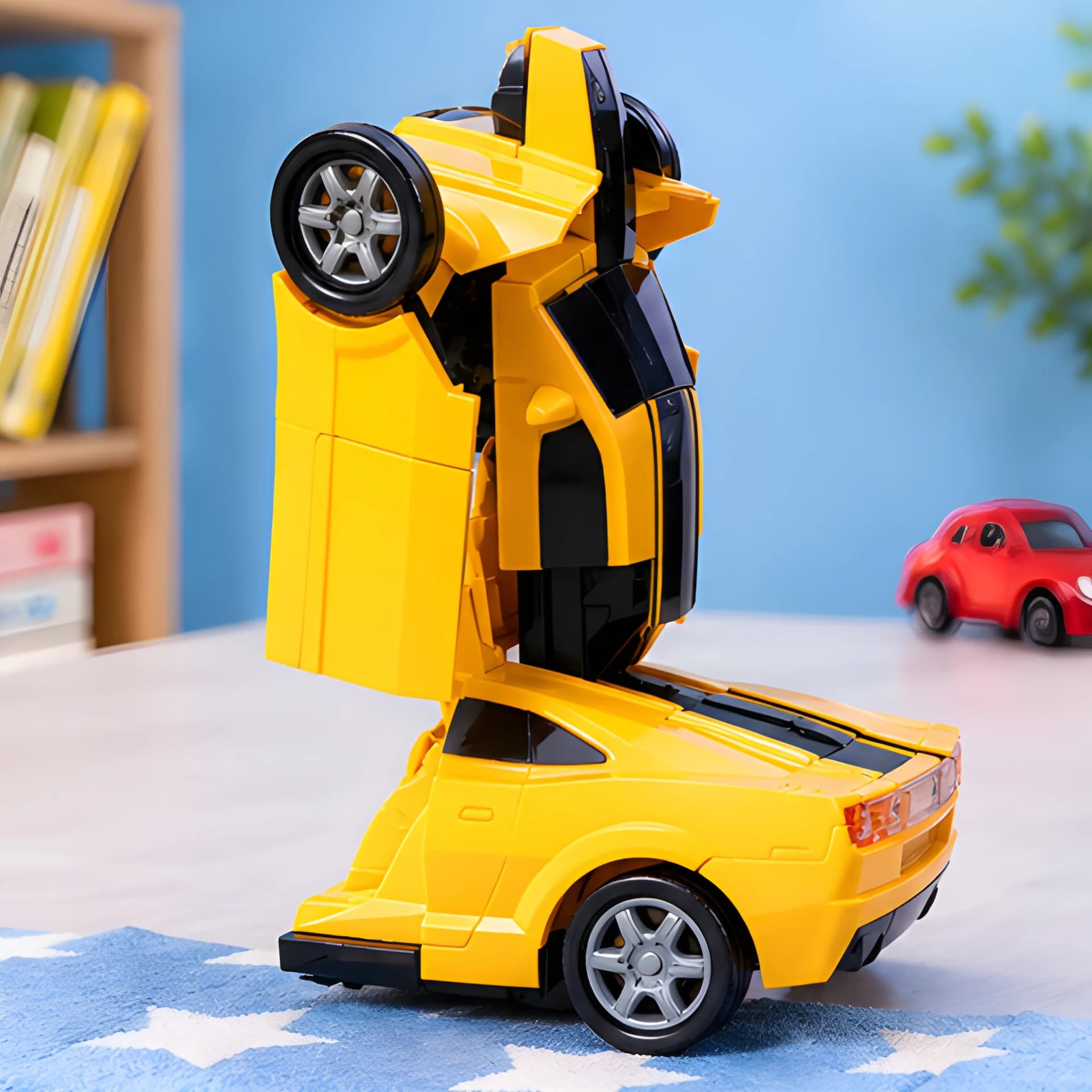 Deform Robot Car Yellow with Lights and Music – Battery Operated Car to Robot Toy for Kids – robot car toy