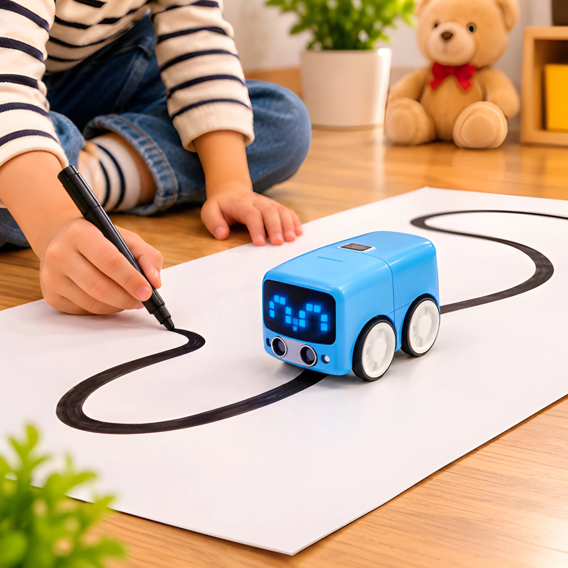 Mini Bus Line Following Toy with LED Display – line following bus toy
